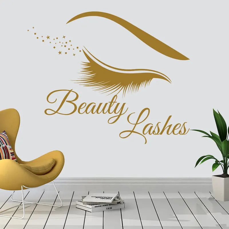 Beauty Makeup Wallpaper - Cílios modernos adesivo de parede vinil