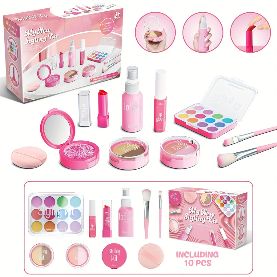 Beauty Makeup Box Set - Conjunto de brinquedos de maquiagem infantil