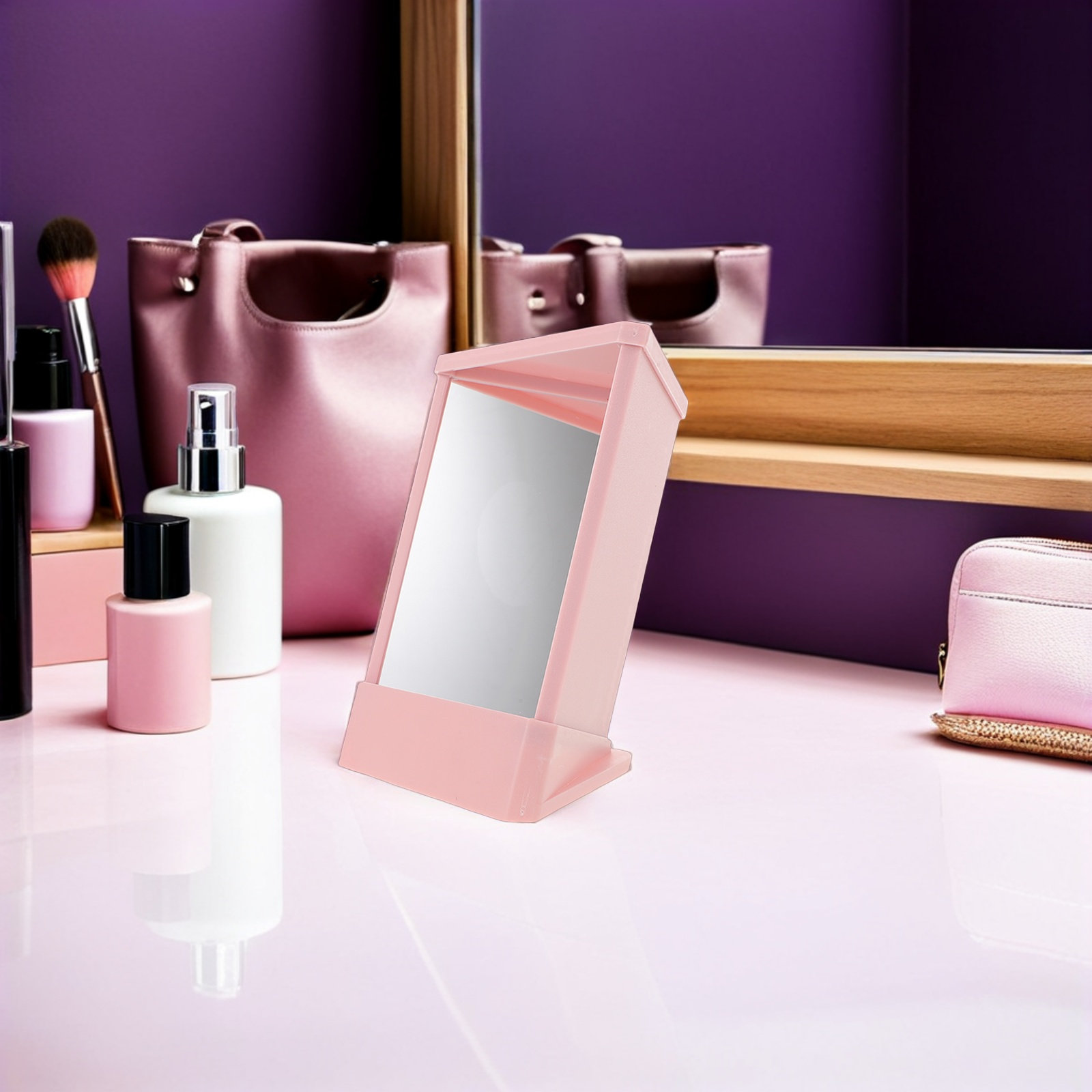 Espelho de Maquiagem Rosa com  - Beauty Makeup Images avaliação e preço