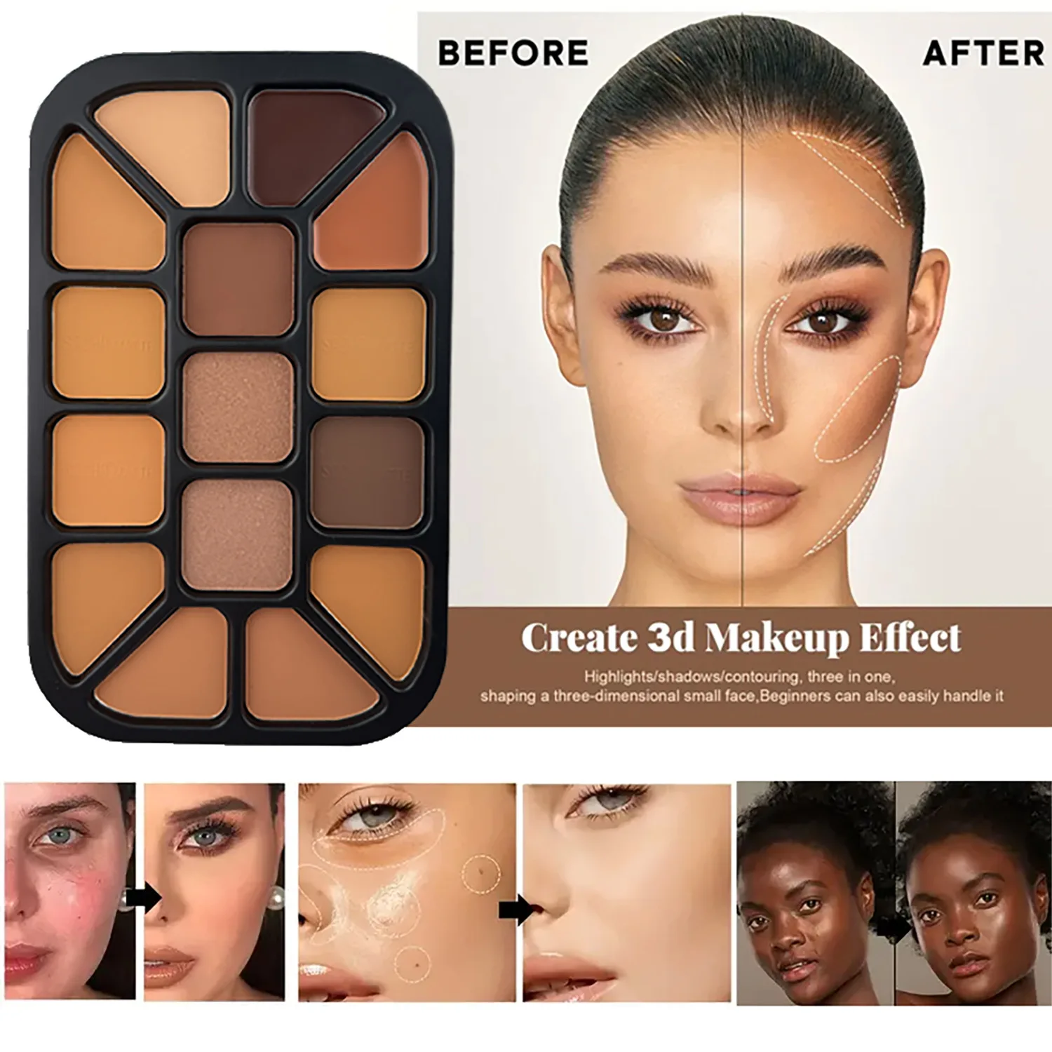 Paleta de pó para contorno fac - Highlighter Bronzer Palette avaliação e preço