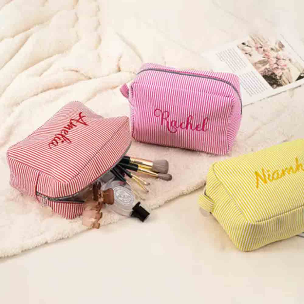Bolsa de maquiagem listrada co - Beauty Makeup Events avaliação e preço